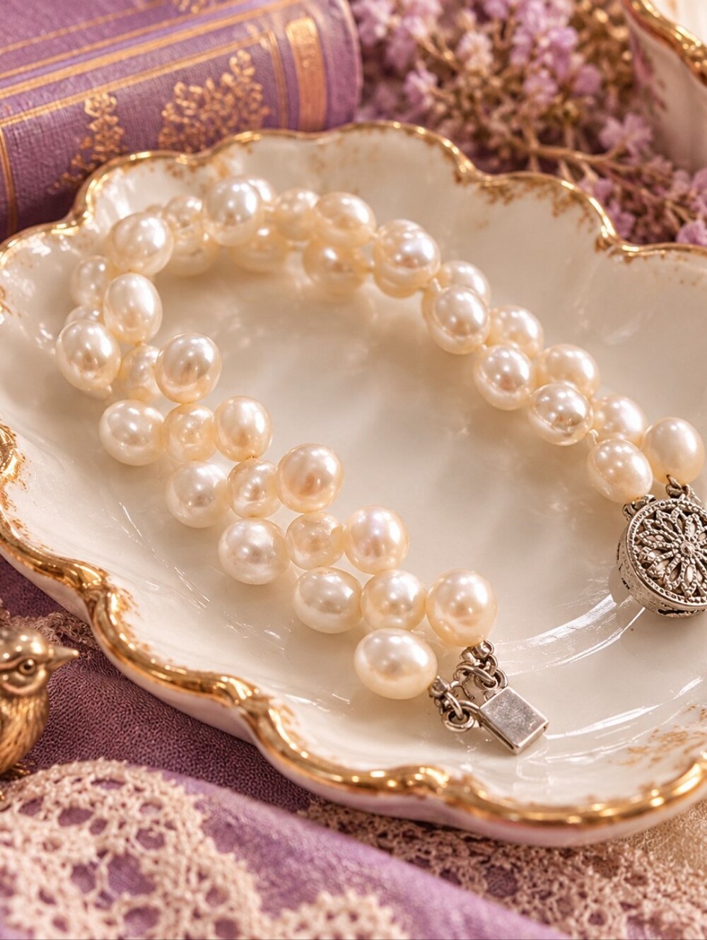 🦪Double Strand Freshwater Cultured Pearl Bracelet | Sterling Silver Clasp